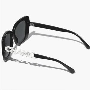 CHANEL Black Sunglasses with Crystal Logo